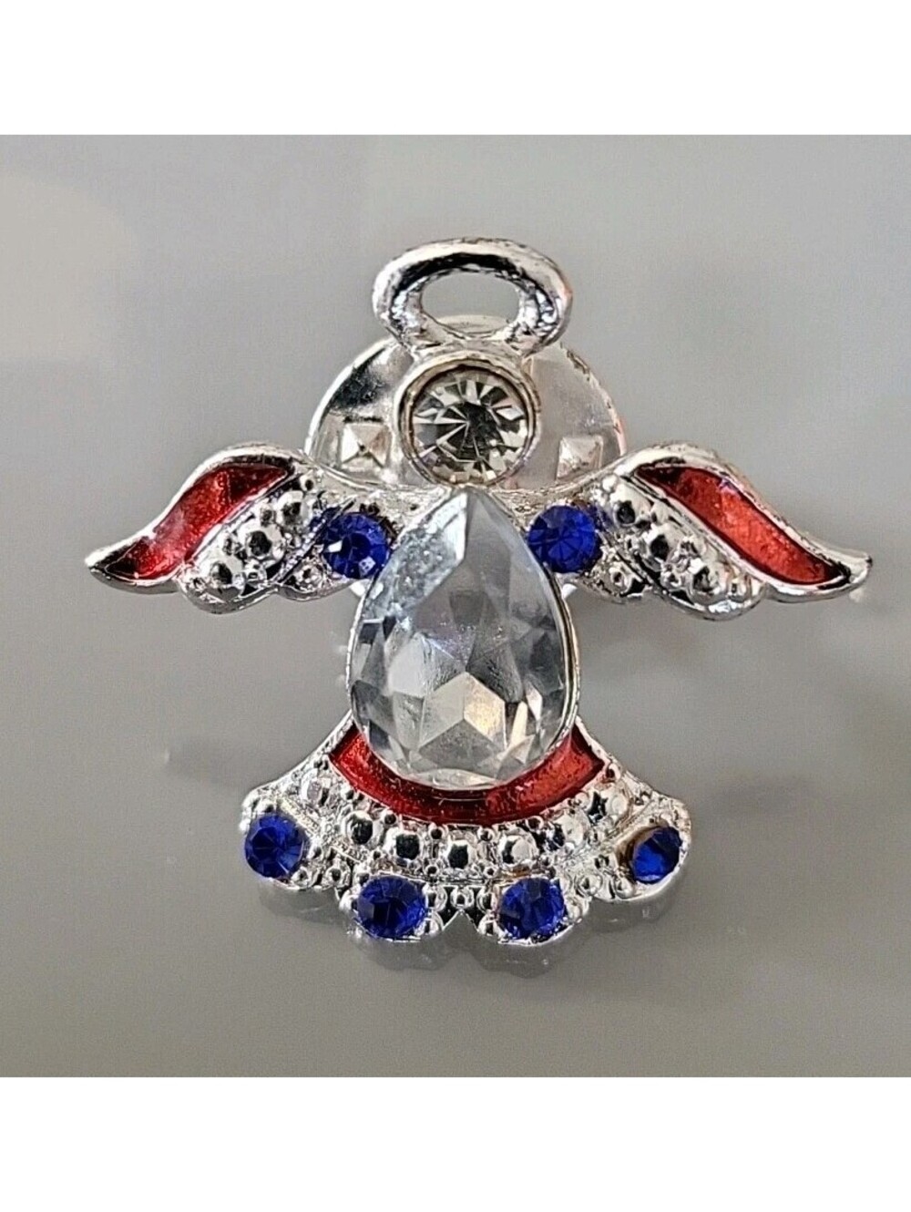 Vintage Christmas Brooch Pin Holiday 🎁 Beautiful N86 Rhinestones Guardian Angel